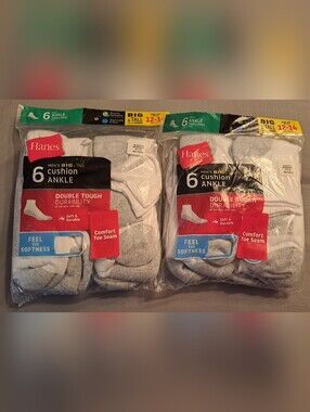 Men's Socks Shoe Size 12-14 White Hanes
